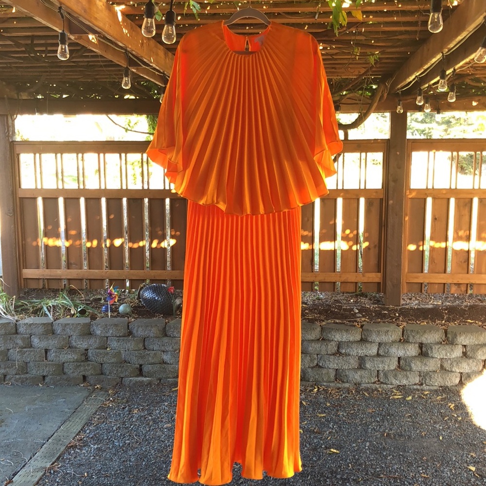 Limited Edition H&M Orange Long Pleated Dress NWOT